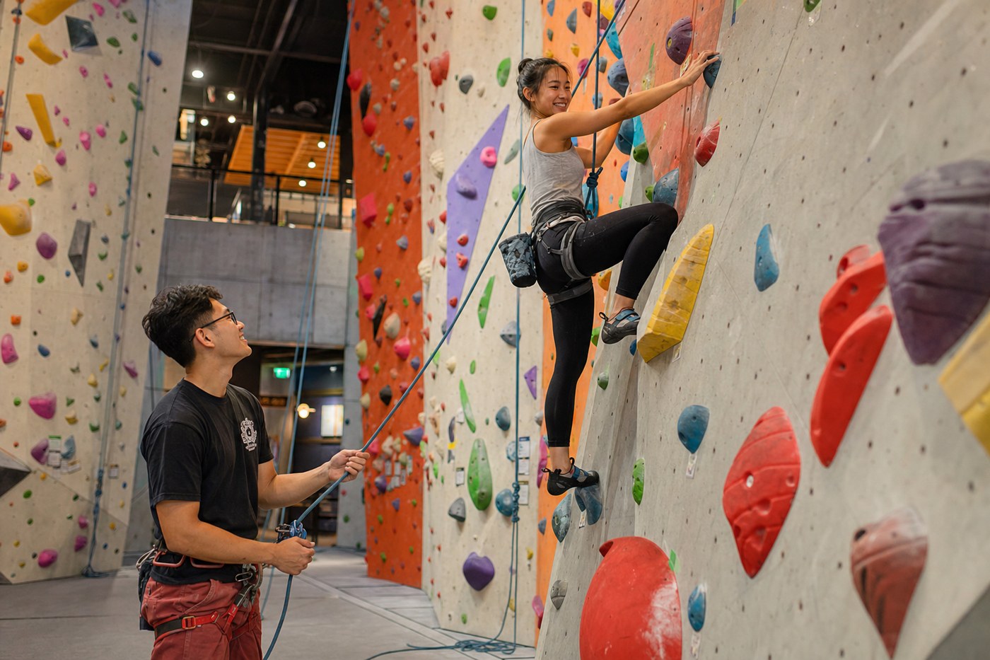 Community belay session at Climb Haifa